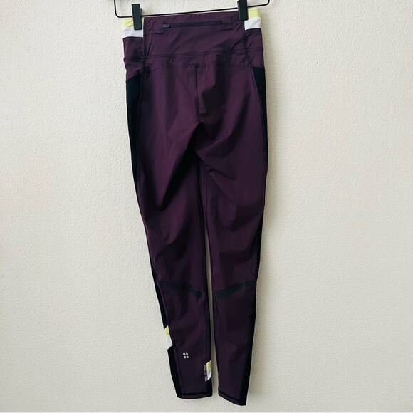 Sweaty Betty The Zero Gravity Run Leggings plum purple white yellow color block - Picture 4 of 6